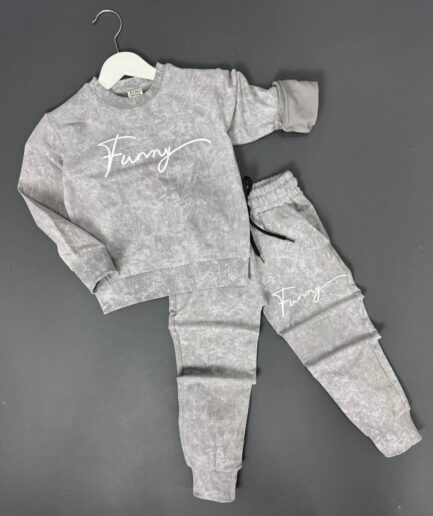 Komplet dla chłopca gładki, lekko ocieplany