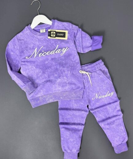 Komplet dla dziewczynki fioletowy lekko ocieplany