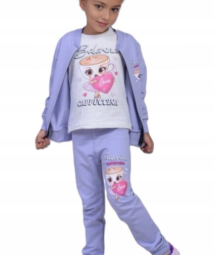 Komplet 3 częściowy dla dziewczynki z rozpinaną bluzą